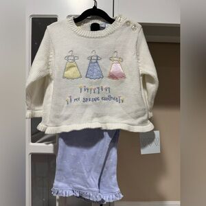 Vintage White Sweater Outfit with Pastel Embroidery